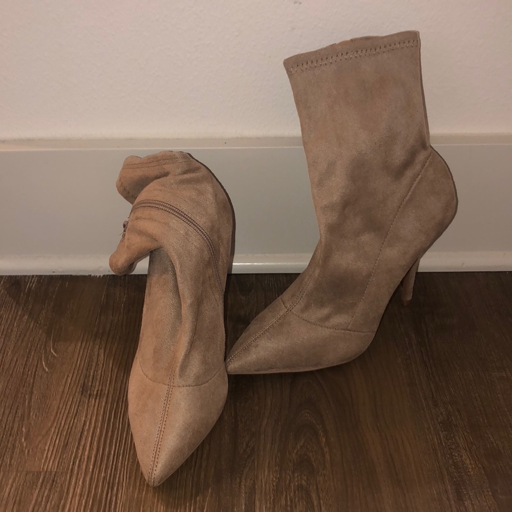 Nude Suede Booties